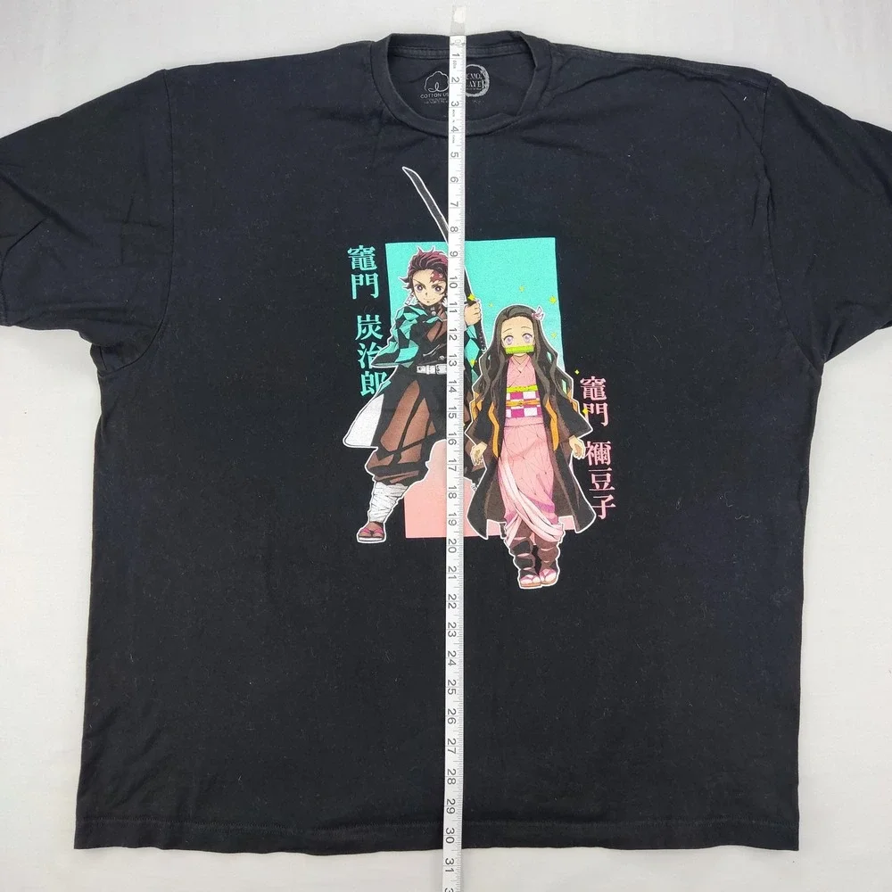 Demon Slayer T-Shirt Men 2XL Black Tanjiro Nezuko Graphic Anime Short Sleeve Tee